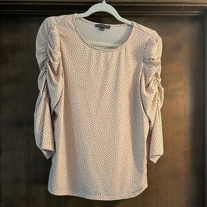 Adrianna Papell Black and Pink Ruched 3/4 Sleeve Blouse